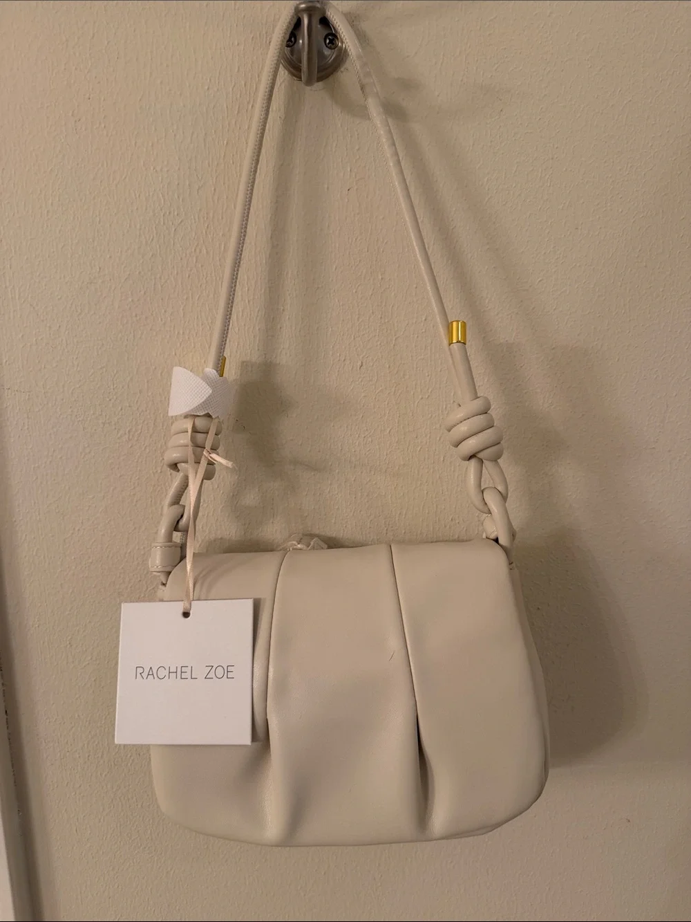 Rachel Zoe Ivory Knot-Handle Shoulder Bag